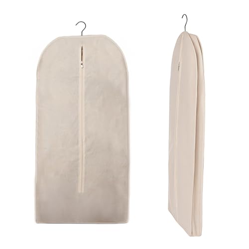 24x62 Cotton Garment Bag for Hanging Clothes, Garment Cover for Dust Free Storage - style: Side Zipper (24" x 62")
