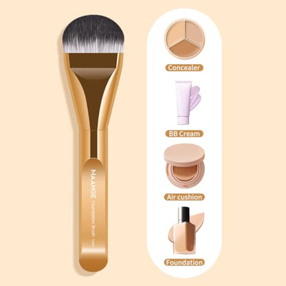 MAANGE 5 PCS Foundation Makeup Brush Set Double-ended Kabuki Mask Contour Brush for Liquid Powder Concealer Cream Cosmetics Blending Makeup Brushes (Gold) - color: Gold - 5Pcs
