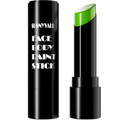 SUNNYVALE Halloween Green Face Body Paint Stick, Light Green Eye Black for Sports, Lime Foundation for Goblin Hulk Shrek Gamora Wicked Witch Hunting Camo Cosplay Costume Makeup - color: Light Green