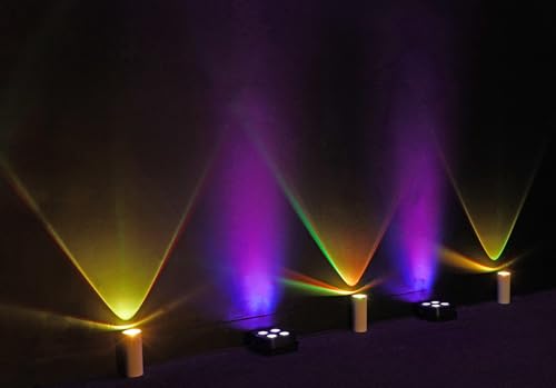 Rockville 4 Pack MINI Halo White DJ Wash Lights + Bag, Wireless DMX, 17 Hour Battery, Wireless DMX, RF Remote | Wireless DMX, RF Remote, 10-17 Hr Runtime, Compact Aluminum, Sound Activated, LCD Display, Adjustable 31-64 Degree Lens - color: White