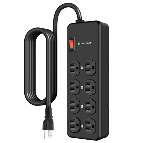 HEZI 15Amp Heavy Duty Surge Protector with 8 Outlets,14 AWG 6FT Extension - size: 6FT, style: 15A