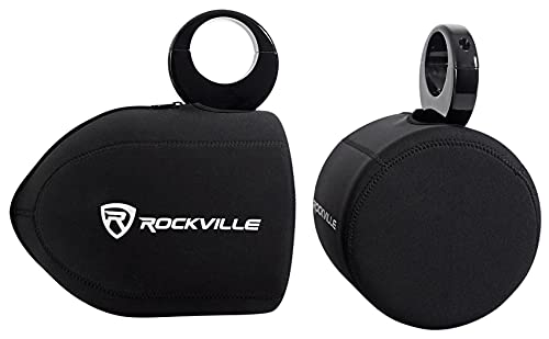 Rockville RWBC Neoprene Covers for 6.5" Marine Wakeboard Tower Speaker Pair | Water and Moisture Protection, Heavy-Duty Stitching, Strong Zipper, Snug Fit, Fits 7"-7.7" Diameter, 8.5"-9.5" Height Pods