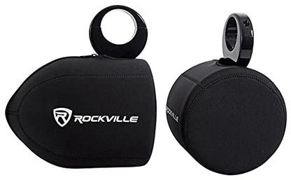 Rockville RWBC Neoprene Covers for 6.5" Marine Wakeboard Tower Speaker Pair | Water and Moisture Protection, Heavy-Duty Stitching, Strong Zipper, Snug Fit, Fits 7"-7.7" Diameter, 8.5"-9.5" Height Pods