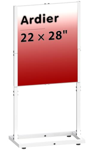 22" × 28" Sign Holder Floor Stand, Double-side Poster Banner Stand for Board & Foam Display, Heavy-duty Pedestal Sign Standing for Business, Office, Trade Show, Mall Advertising, Wedding, White