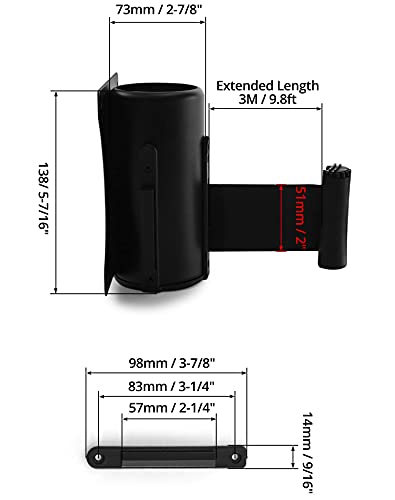QWORK Wall Mounted Retractable Belt Barrier, 2 Pack Crowd Control Wall Barrier with 10' Belt for Retail Stores, Airports, Banks, School - size: 10' - 2 pack
