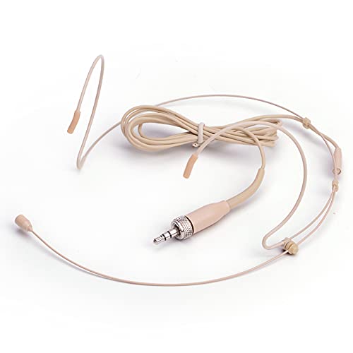 Microphone Headset Headworn Earset Over Ear Hanging Mic for Sennheiser Wireless System Bodypack Transmitter, Ideal for Lectures, Live Performance, Theater, Podcasts – Beige