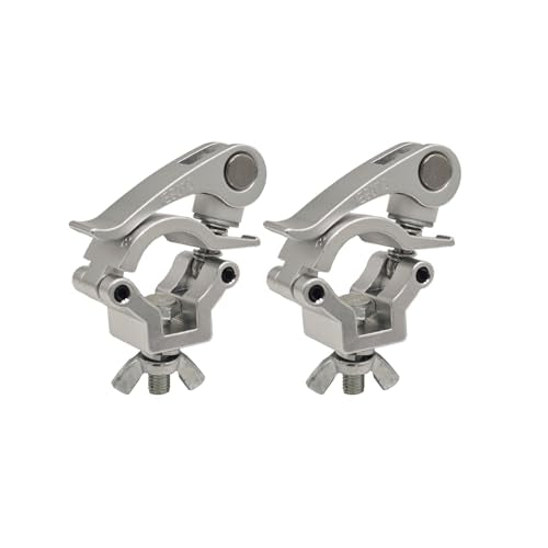 2 Pcs Stage Lighting Clamp 1-1.14 Inch Lighting Mount Fits 25-29mm OD Pipe Duty 165lb Hook Clamp for Projector Par Light Spotlight (Silver) - color: Silver