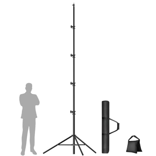 EMART 15.8ft Heavy Duty Light Stand Photography Tripod for Photography | Air-Cushioned Aluminum Alloy Light Stand with 1/4'' and 3/8'' Screw, Compatibility for Sports Games/Wedding Recording - size: 15.8FT