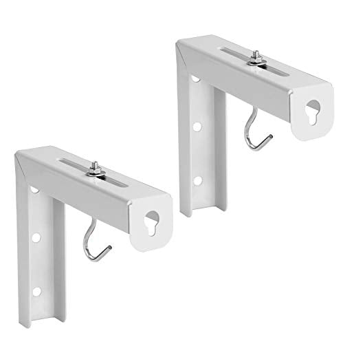Mount-It! Projector Screen Wall Mount L-Brackets - Wall Hanging Bracket For Home Projector and Movie Screens, 6 inch Adjustable Mounting Hooks for Projection Screen, 1 Pair, White, 66 Lb Capacity Each - color: White, size: 6 Inch