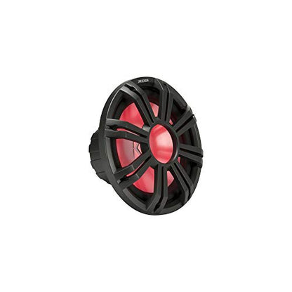 KICKER KMG10 10-Inch (25cm) Grille for KM10 and KMF10 Subwoofer, LED, Charcoal | Boat sub cover with built-in accent lighting, saltwater-ready dark gray guard, protects cone dockside, fits 10 inch drivers