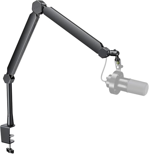 FIFINE BM66T Microphone Boom Arm with Extension Tube for Podcast Recording - size: BM66T Black（With Extension Tube)