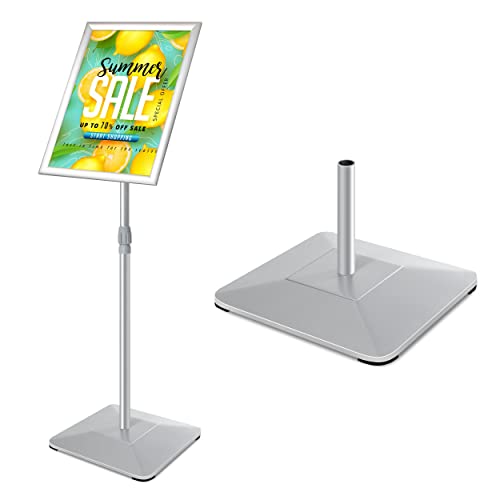 11"x17" Pedestal Poster Sign Holder Stand with Heavy Duty Solid Steel Base, Adjustable Sign Holder Standing Floor Sign Stand for Office/Store/School/Church/Public Sign Displayed Stands, Silver - color: Silver, size: 11"x17"-1Pcs