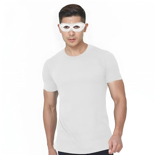 White Super Hero Fabric Eye Mask - 2.87" x 8.25" - Durable, Comfortable & Perfect Fit - Ideal for Parties, Cosplay & More - color: White