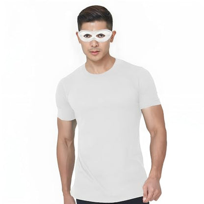 White Super Hero Fabric Eye Mask - 2.87" x 8.25" - Durable, Comfortable & Perfect Fit - Ideal for Parties, Cosplay & More - color: White