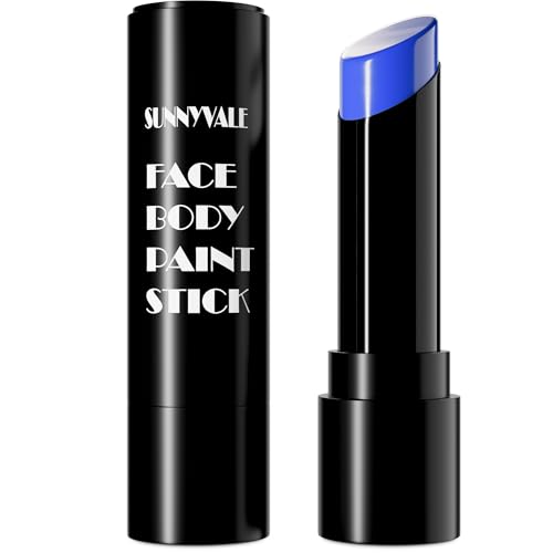 SUNNYVALE Clown Red Face Body Paint Stick Cream, Sweatproof Eye Black for Adults Sports, Hypoallergenic Grease Foundation Makeup for SFX Special Effects Cosplay Costume Parties - color: Blue