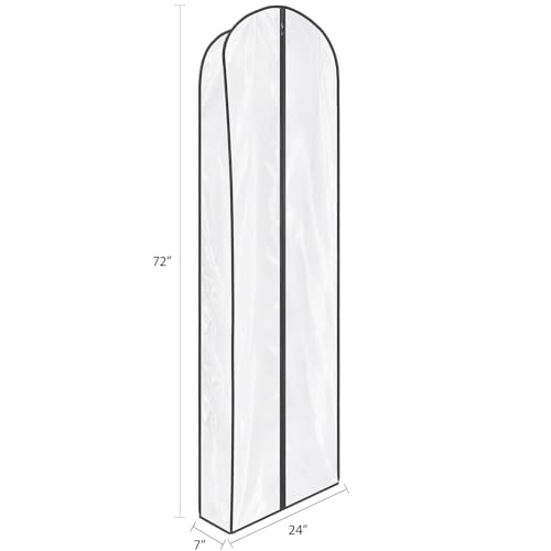 Zilink Dress Bags for Gowns Long Wedding Dress Storage Bags 72 in, 2 Pack - size: 72"-2pcs-Clear-7" Gussted