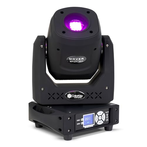ColorKey Mover Spot 150 - LED Moving Head DJ Light with Rotating Glass Gobos, Colorful Prism Effects, Shake Effects and Motorized Focus - Ideal Stage Light for Weddings, DJ Shows and Other Events - size: Single