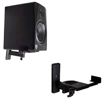 Rockville RHSB8 Universal Wall Mount Speaker Brackets (Pair), Adjustable 5.5-12 Inch Width, 180-Degree Swivel, 10-Degree Tilt, Heavy-Duty Steel, for Home Theater and Studio Speakers
