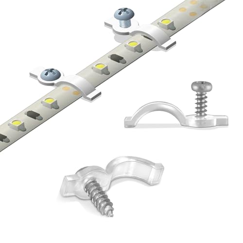 100 Pack Strip Light Mounting Brackets,Fixing Clips,One-Side Fixing,100 Screws Included (For 8mm Wide Waterproof Strip Lights) - style: For 8mm Wide Waterproof Strip Lights