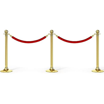 PATIKIL 3.9 Feet Red Velvet Stanchion Rope, Crowd Control Barrier Rope with Snap Hooks for Posts Stand Queue Divider of Hotel Theater, Golden - color: Red, size: 3 Feet