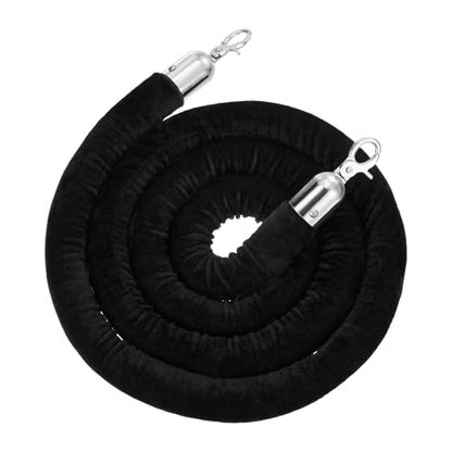 PATIKIL Velvet Stanchion Ropes, (6.6Ft x1.26 Inch, Black) (1Pcs), Velvet Ropes Crowd Control Queue Barrier with Silver Buckle, Suit for - Carpet Events/Hotels/Movie Theaters/Grand Openings - color: Black Rope, Silver Buckle