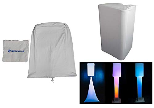 Rockville RSC88W 8" PA DJ Speaker Cover Scrim for Wedding/Church, 2-Pack | Fits most 8" Speakers, Stretch Fabric, Drawstring, Flame Retardant, Machine Washable, Carry Pouch, Club/Event Use, White