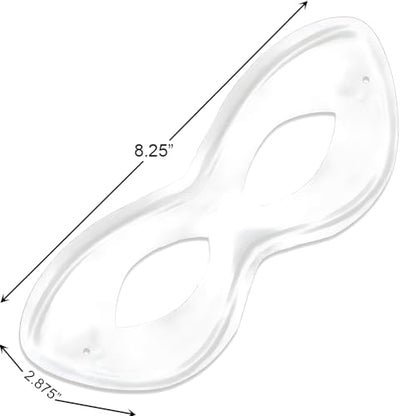 White Super Hero Fabric Eye Mask - 2.87" x 8.25" - Durable, Comfortable & Perfect Fit - Ideal for Parties, Cosplay & More - color: White