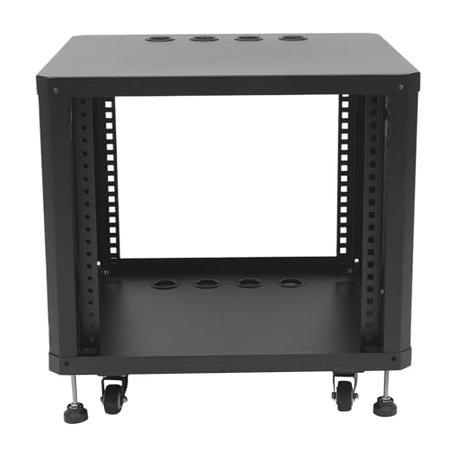 9U Audio Rack Server Racks Studio Racks with Four Wheels Component Rack for Av Equipment, NAS, Servers Rolling Network Cabinet for Home Laboratories, Recording Studios, Band Rehearsals(Black) - color: Black, size: 9U
