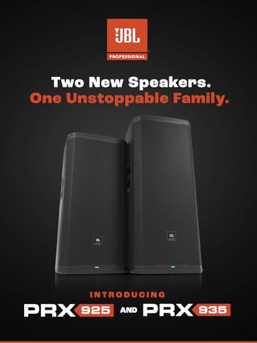 JBL Professional PRX935 Portable Powered Full-Range Speaker. 15”, Three-Way, 2000-Watt Class-D Amplifier, BLE (Bluetooth Low Energy), App Control. Black - color: Powered | Black, style: 3-Way | 15-Inch Speaker