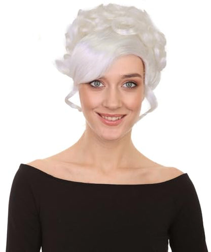 American Rapper Curly Updo High Fashion Wig for Women - Celebrity Style Wig | Elegent Choice for Cosplay Events, Halloween Parties & Themed Performances - White - color: White