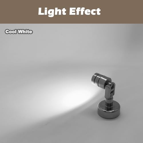 Suzeyar Metal Miniature LED Light,Tiny Spot Lights with Magnet Base,Battery Operated LED Lights,Wireless Miniature Spot Light for Artwork Painting,Jewelry Showcase,DIY Hand Craft (Cool White) - color: Cool White