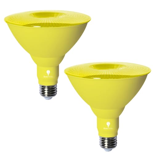 Bluex Bulbs Par38 LED Flood Light Bulb - 18W (120Watt Equivalent) - Dimmable - E26 Base - LED Lights, Party Decoration, Porch, Home Lighting, Holiday Lighting, Flood Lights (Yellow, 2 Pack) - color: Yellow, size: 2 Pack