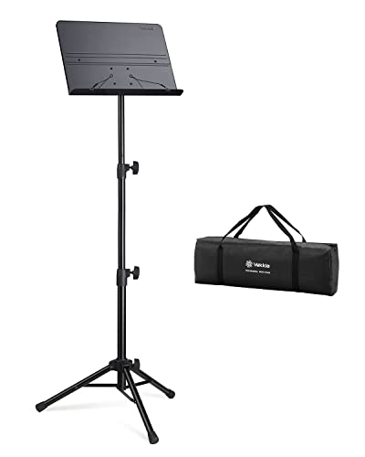 Vekkia 70 - inch Metal Professional Portable Sheet Music Stand | Folding Adjustable Holder/with Carrying Bag/Sturdy for Instrumental & Band Performances, Travel - size: 32-70inch