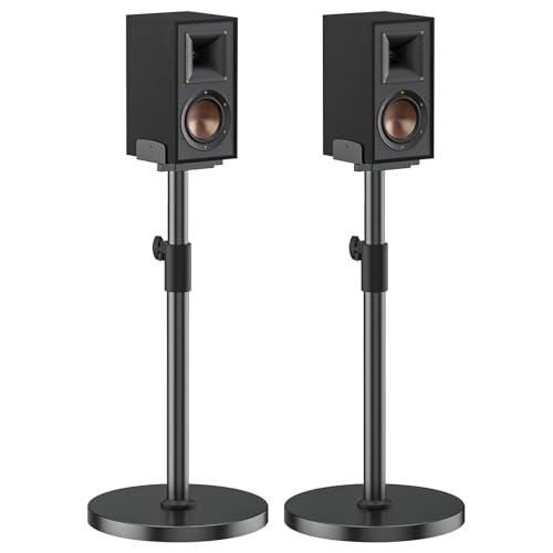 Speaker Stands Pair for Klipsch Bookshelf Speaker Stands, Height Adjustable Extend 29” to 37.5”, Dual Side Clamp Surround Speaker Stand for Klipsch R-51PM R-51M RP-600M RP-500M with Cable Management
