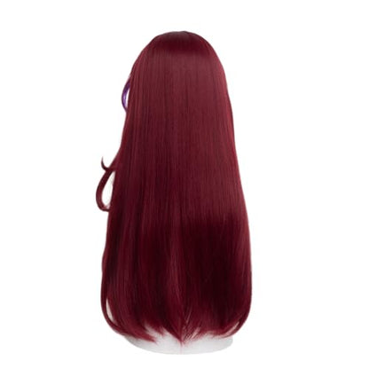 Dark Red Thick Braids Long Straight Cosplay Wig Heat Resistan Synthetic Fiber Hairs for Uniex Adult Halloween Christmas Cos Party Replacement Wigs - color: Dark Red Thick Braids Long Straight