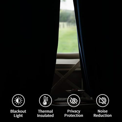 FMFUNCTEX Velvet Blackout Curtains Navy Blue Thermal Insulated Curtains for Bedroom Living Room Darkening Curtains 72 Inches Long Soft Luxury Rod Pocket Dark Blue Drapes Dining Room 2 Panels Set - color: Navy Blue, size: 52"W x 72"L (Pack of 2)