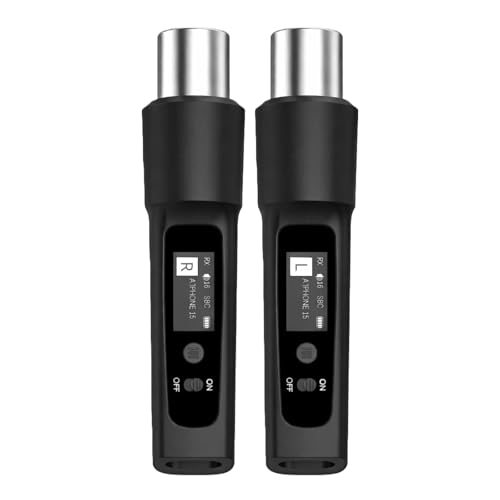 2 Pack Wireless XLR Bluetooth Receivers, High-Fidelity Audio | Bluetooth Audio Adapter for PA Speakers, Mixers & Live Sound, OLED Display, 14H Battery, 100 FT Range - size: Double
