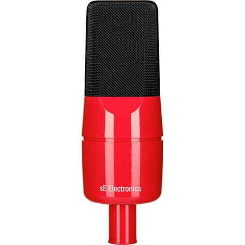 SE ELECTRONICS X1 Series Cardioid Condenser Microphone/Clip/Red/Black Grille-Limited Anniversary Edition Bundle with Kellards XLR-P20T Pro 20' XLR Microphone Cable and Microphone Stand with Boom