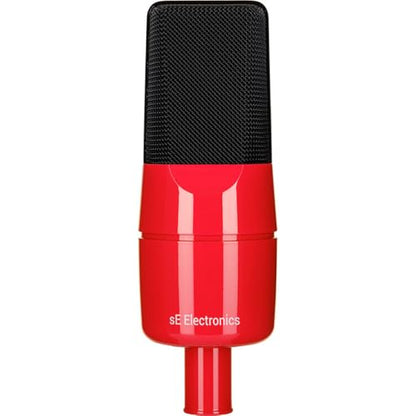 SE ELECTRONICS X1 Series Cardioid Condenser Microphone/Clip/Red/Black Grille-Limited Anniversary Edition Bundle with Kellards XLR-P20T Pro 20' XLR Microphone Cable and Microphone Stand with Boom