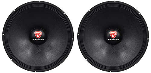 Rockville RVP18W8 18" Raw Replacement DJ PA Subwoofer, 8 Ohm, 2-Pack | 1200W Peak / 600W RMS, 90 Oz Magnet, 3" CCAW Voice Coil, Paper Cone, Steel Basket, Banana Terminals, 26Hz-500Hz, 101dB