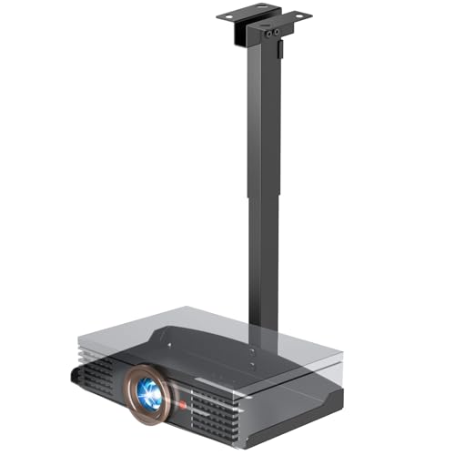 PUTORSEN Adjustable Projector Ceiling Mount,Universal Projector Shelf for Ceiling and Wall, Holds up to 22lbs，No Hole Installation, Hidden Cable Routing, Black - color: Black, size: M