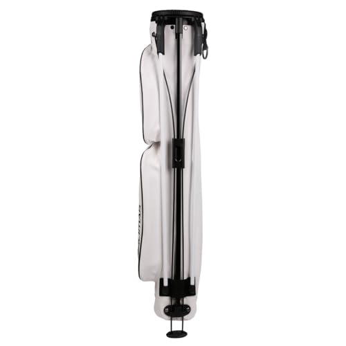 Orlimar Pitch 'N Putt Elite Sunday Golf Bag with Stand | Synthetic Leather, Lightweight, Small, Carry Handle, Rain Hood Cover, For A Few Clubs, Par 3, Driving Range, Men & Women - color: White/Black