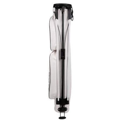 Orlimar Pitch 'N Putt Elite Sunday Golf Bag with Stand | Synthetic Leather, Lightweight, Small, Carry Handle, Rain Hood Cover, For A Few Clubs, Par 3, Driving Range, Men & Women - color: White/Black