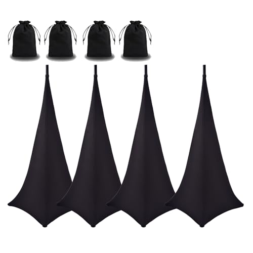 4 Pack Speaker Stand Cover Tripod Scrim, DJ Speaker Stand Scrim Tripod Cover with 360 Degree Coverage (Black-Four Pack) - color: Black-Four Pack