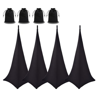 4 Pack Speaker Stand Cover Tripod Scrim, DJ Speaker Stand Scrim Tripod Cover with 360 Degree Coverage (Black-Four Pack) - color: Black-Four Pack