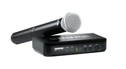 Shure BLX24/SM58 Wireless Vocal Microphone System - H10 Band | 14-hour battery and 300 ft UHF range with SM58 handheld vocal mic and single-channel receiver for live vocals - style: Full System