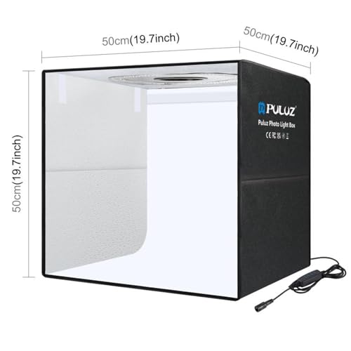 20"/50cm Light Box, PULUZ Large Photo Studio Shooting Tent 200 LED Light CRI≥90 12 Colors Backgrounds Professional Dimmable Photo Booth Product Photography 20x20 inch Light Box Photography | High Brightness 200 LED Lights, CRI ≥90, 12 Colors Backgrounds,