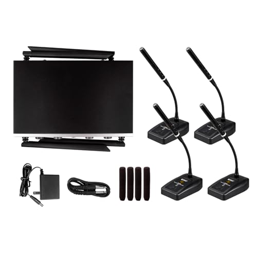 D Debra Wireless Conference Microphone System Audio Pro DU4004 UHF 4 * 16 Adjustable Channel 360°Rotating Wireless Gooseneck Mic, Ideal for Meeting Speech Conference (4 Conference) - color: 4 Conference