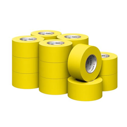 3" Pro Gaff Gaffers Tape 55 yards length yellow matte. Premium Heavy-Duty Gaffers Tape trusted by professional Gaffers. Made in the USA. Holds Tight, Easy to remove. (Pack of 16) - color: Yellow, size: 3 in x 1980 in