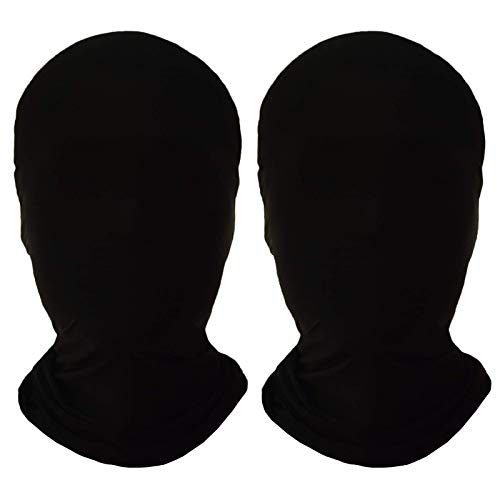 2 Pieces Full Face Mask, BW 2nd Skin Masks,Halloween Spandex Hood for Unisex Cloth - color: 2 Black